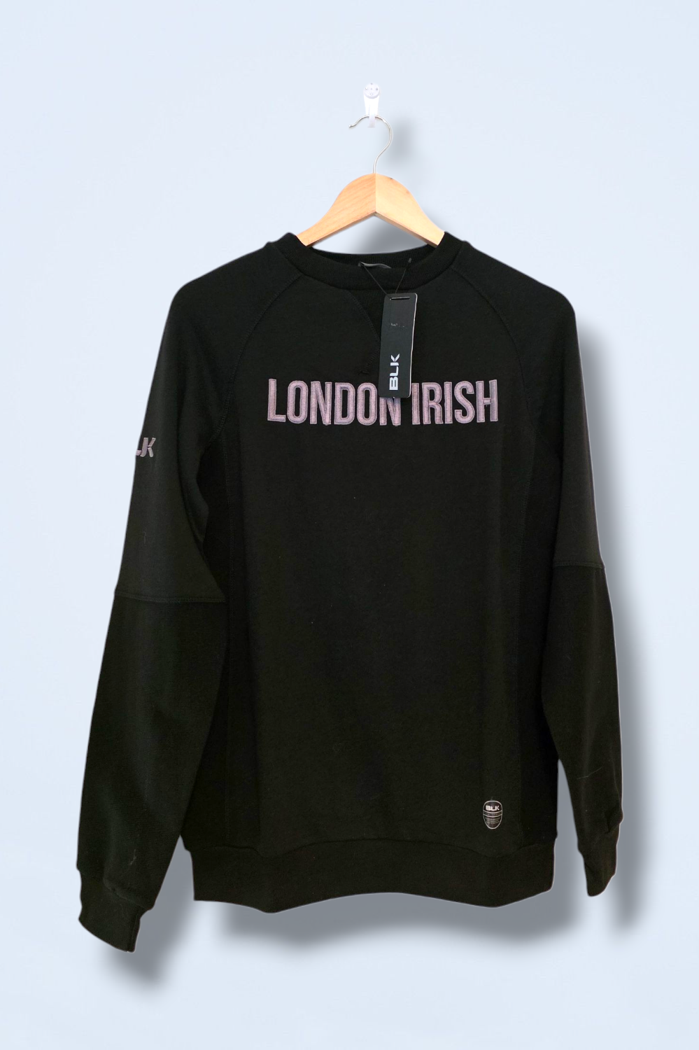 Black Embroidered London Irish Sweater New XS