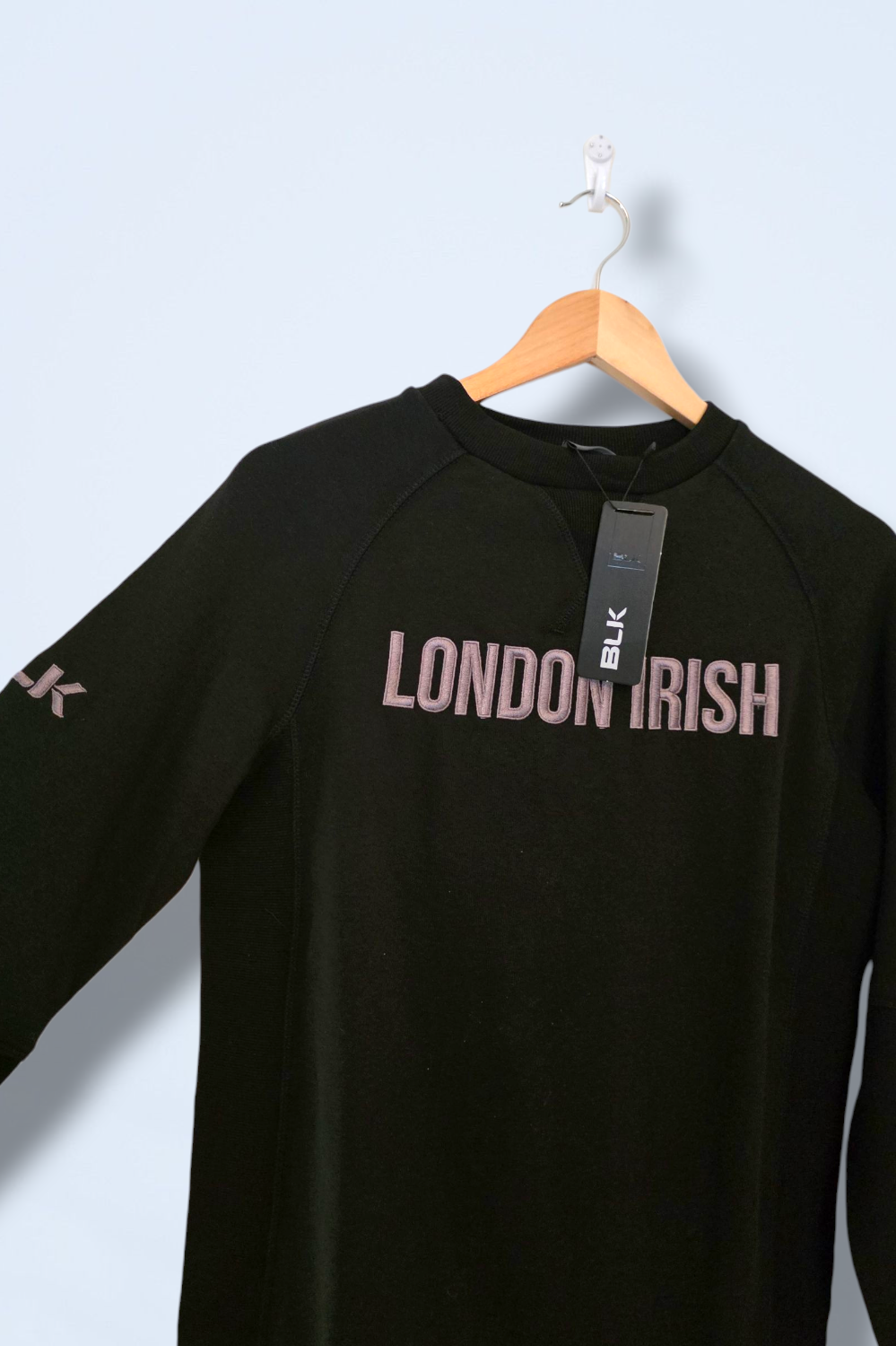 Black Embroidered London Irish Sweater New XS