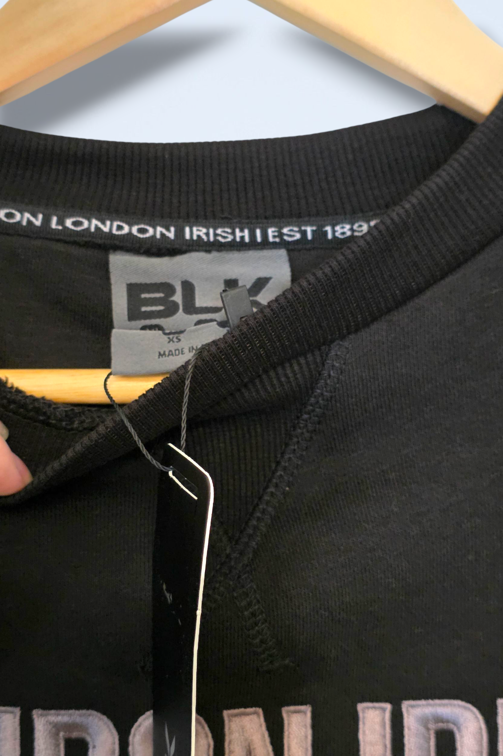 Black Embroidered London Irish Sweater New XS