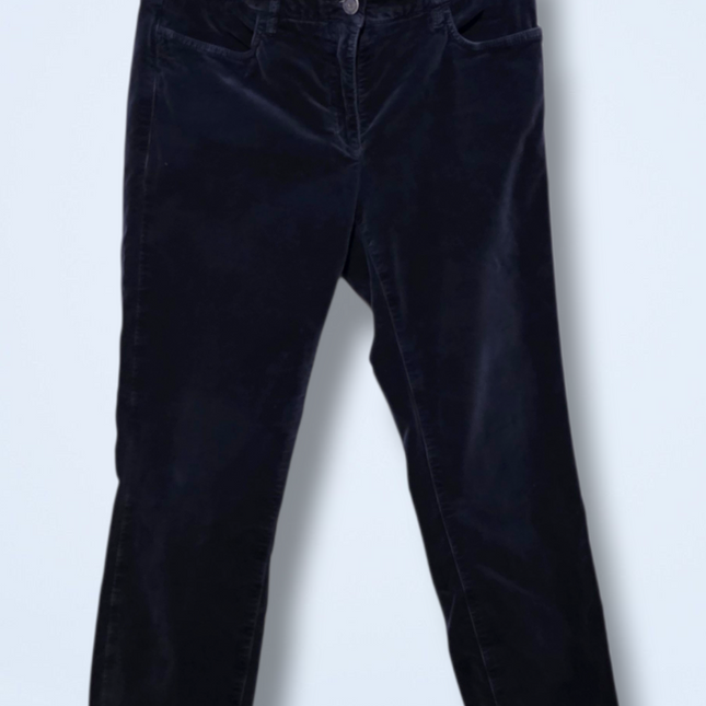 Luisa Cerano – Blue Velour Soft-touch Trousers – Size 16
