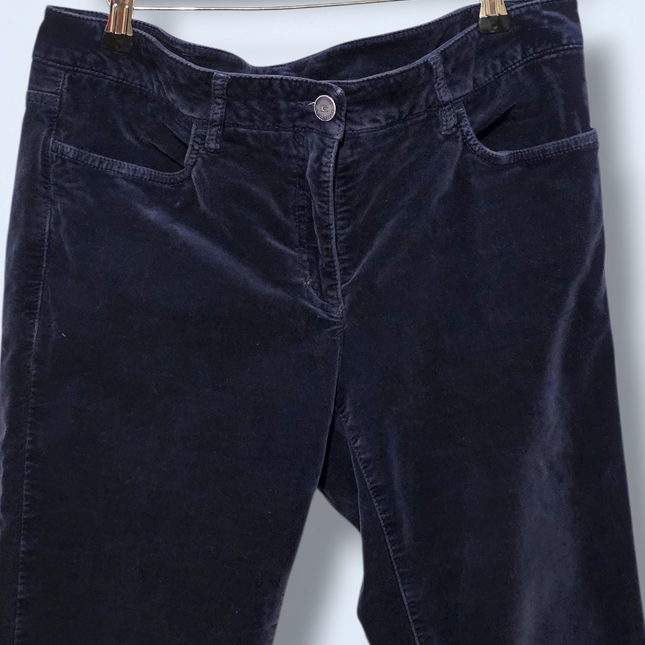 Luisa Cerano – Blue Velour Soft-touch Trousers – Size 16