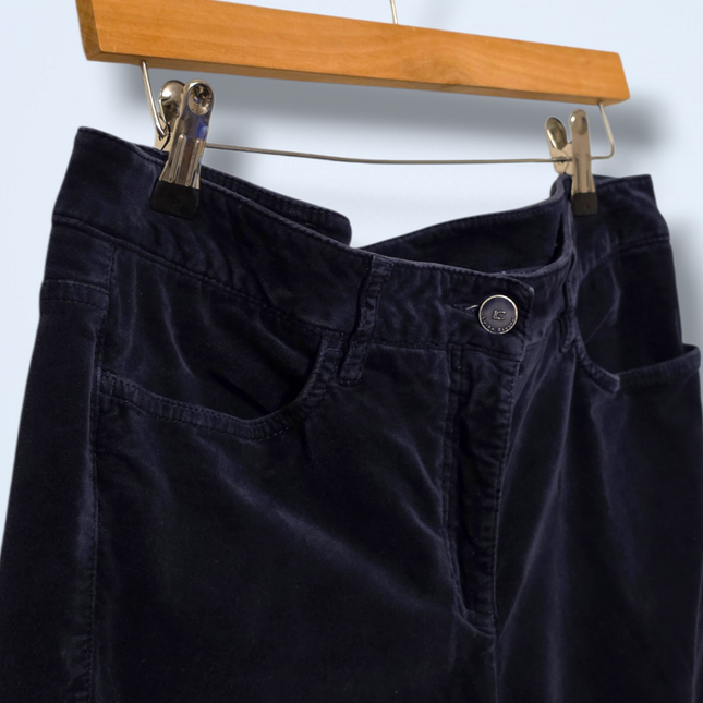 Luisa Cerano – Blue Velour Soft-touch Trousers – Size 16