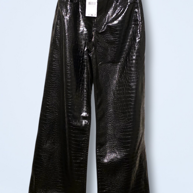 MNG – Faux Leather Wide-led Trousers – NWT – Size UK 6