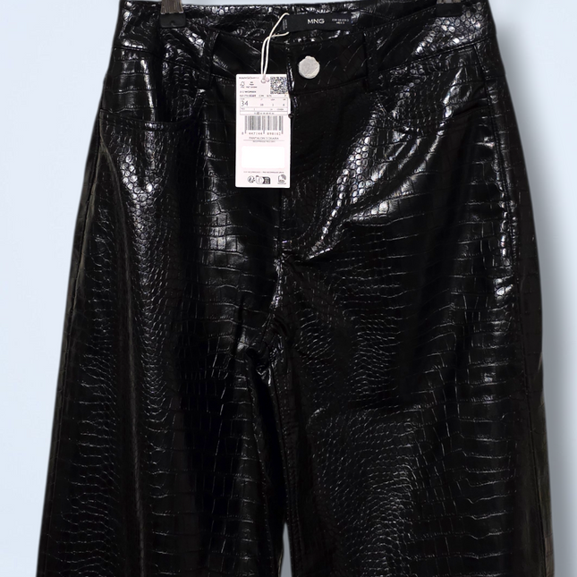 MNG – Faux Leather Wide-led Trousers – NWT – Size UK 6