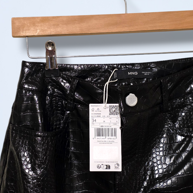 MNG – Faux Leather Wide-led Trousers – NWT – Size UK 6