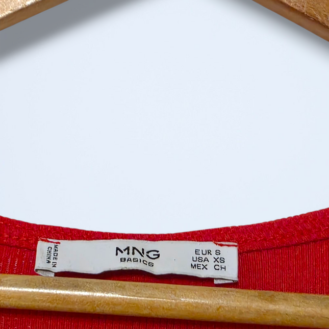 MNG Round Neck Ribbed Skater Dress Cap Sleeve Size Small