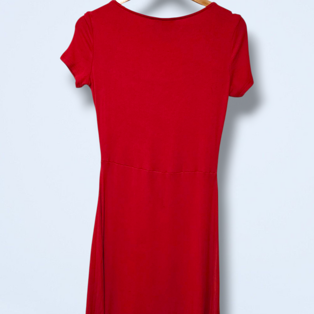 MNG Round Neck Ribbed Skater Dress Cap Sleeve Size Small