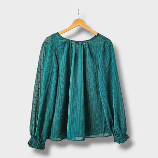 Marks & Spencer Dark Green Polka Dot Blouse – Size 12