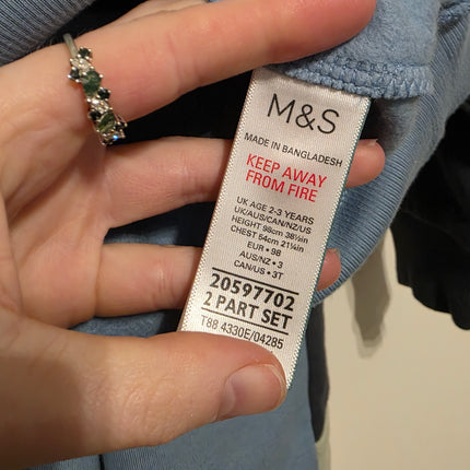 M&S – Blue Two-piece Tracksuit – Jumper & Joggers – NWT – Age 2-3 years