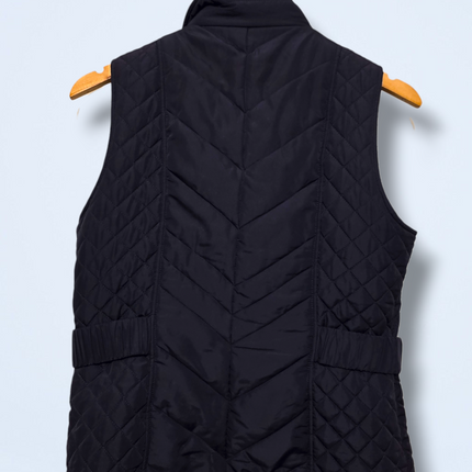M&Co Navy Zip-up Gilet with Cinched Waist and Snap Button Pockets