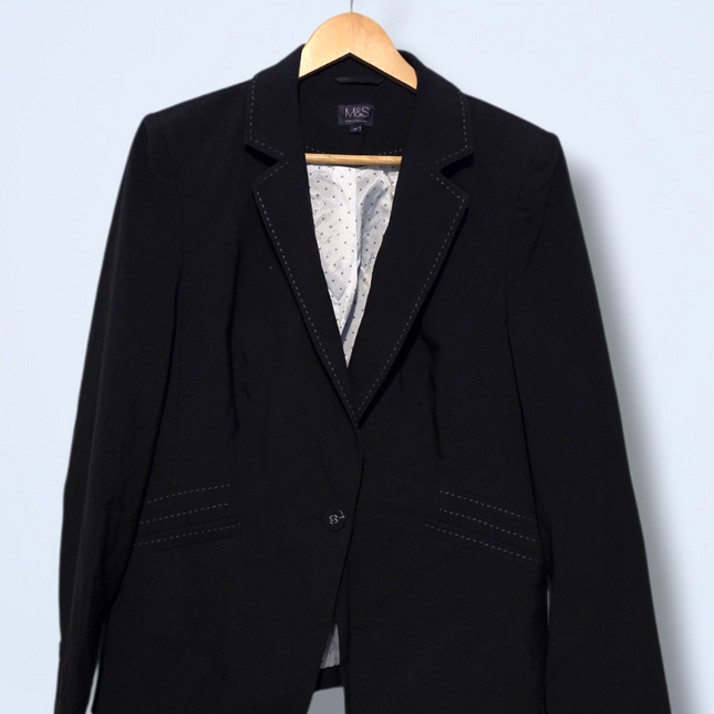 M&S – Charcoal Single-breasted Blazer – Size UK 14
