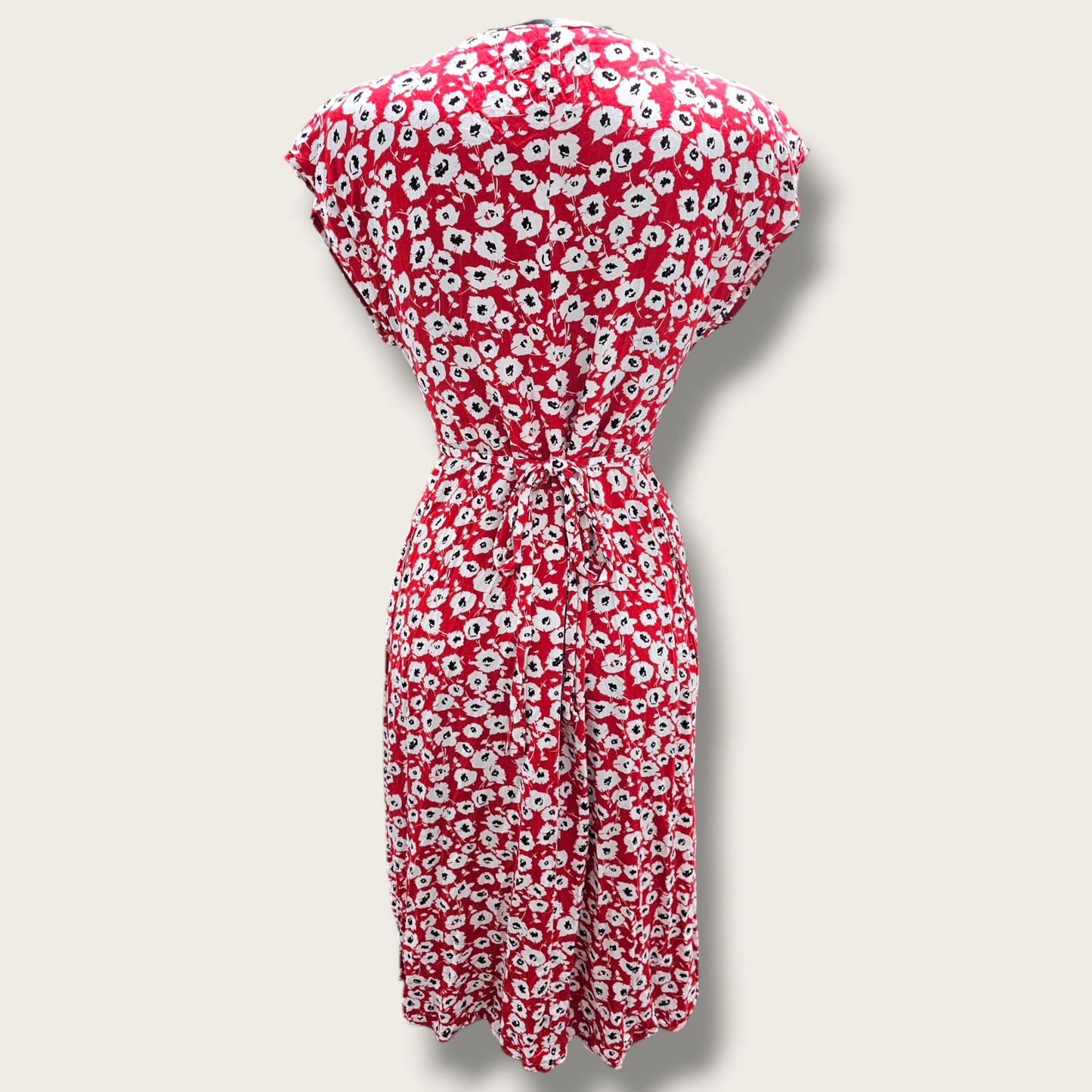 Red & White Floral Midi Dress Size Small