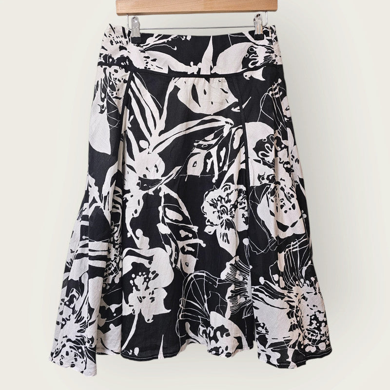 Marks & Spencer UK 10 Black & White Floral Skirt