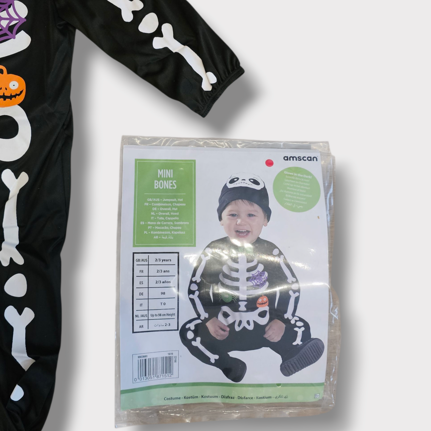 Amscan Mini Bones Toddler Skeleton Costume – Age 2–3 Years – BNWT