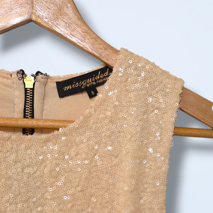 MissGuided UK 8 Black & Peach Sequined Dress