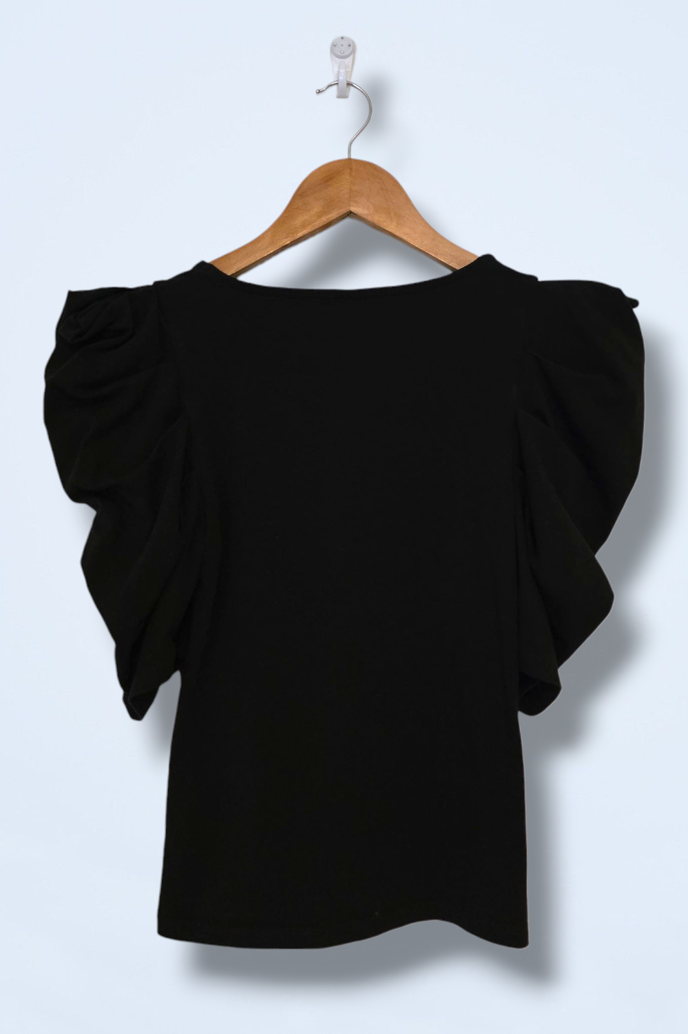 Miss Selfridge Black V-Neck Top Ruffled Sleeve Size 8