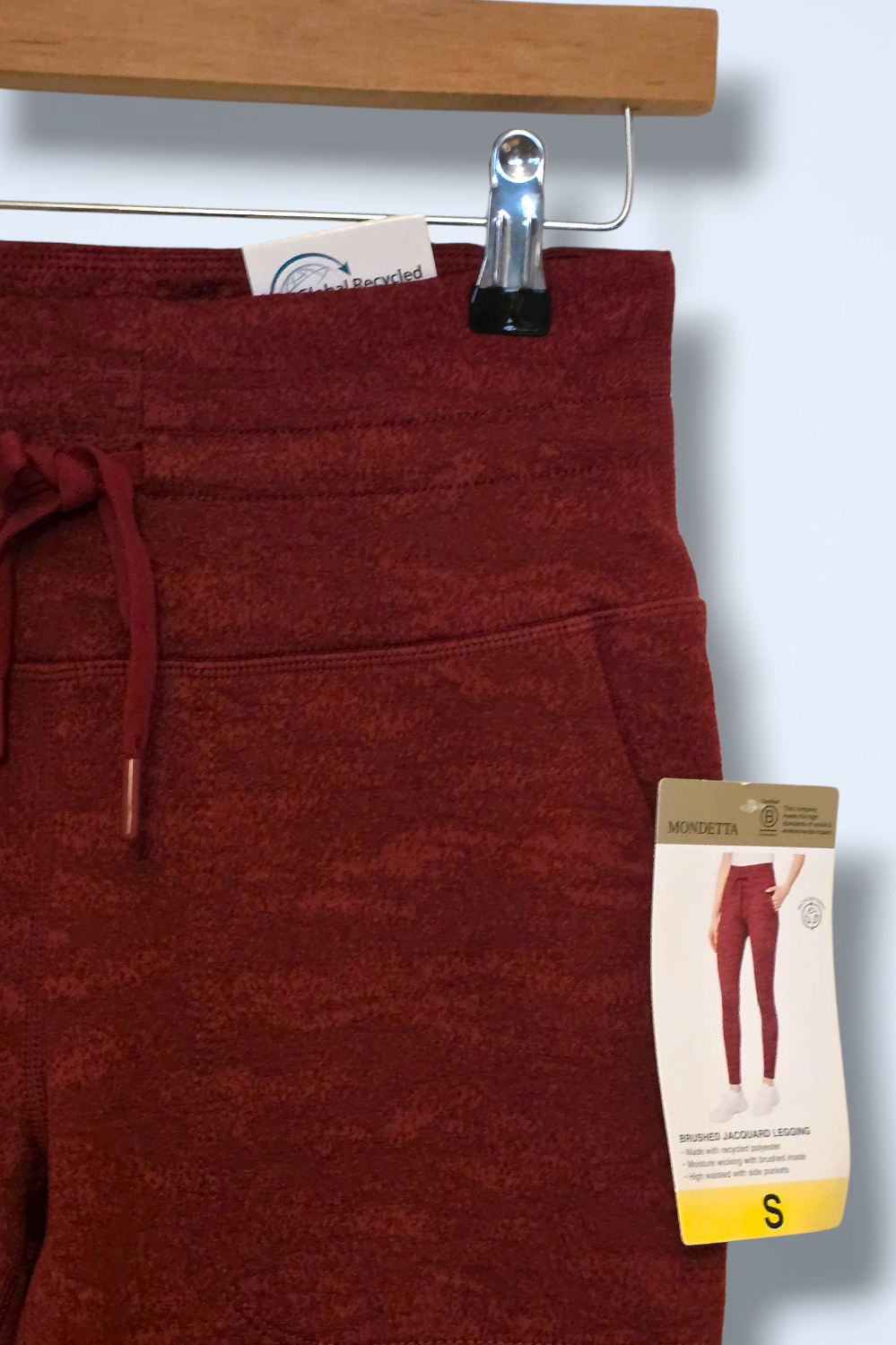 Mondetta Burgundy New Brushed Jacquard Leggings Small