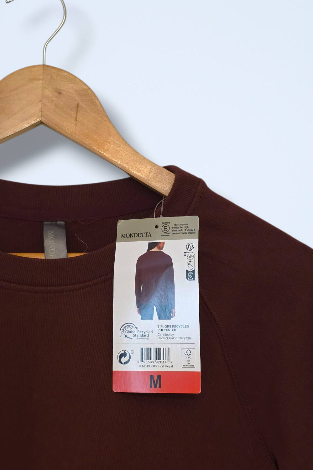 Mondetta Burgundy Long-sleeved Top Soft-touch New Medium
