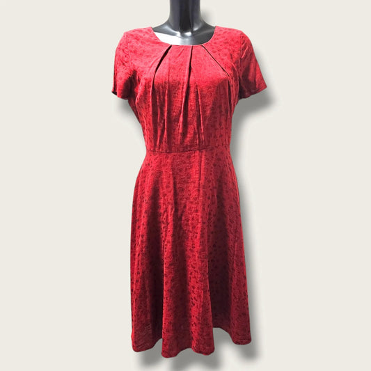 Monsoon Red Printed Dress UK 12