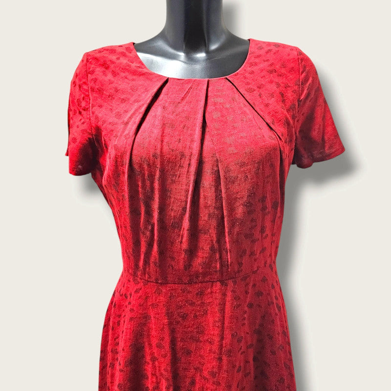 Monsoon Red Printed Dress UK 12