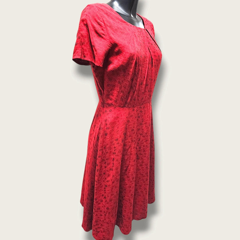 Monsoon Red Printed Dress UK 12