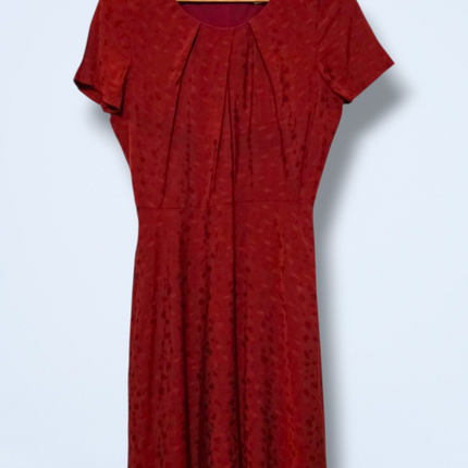 Red Monsoon Vintage Print Dress Pleat Front Size UK 12