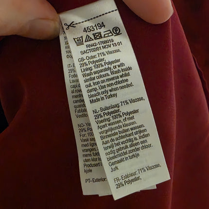 Red Monsoon Vintage Print Dress Pleat Front Size UK 12