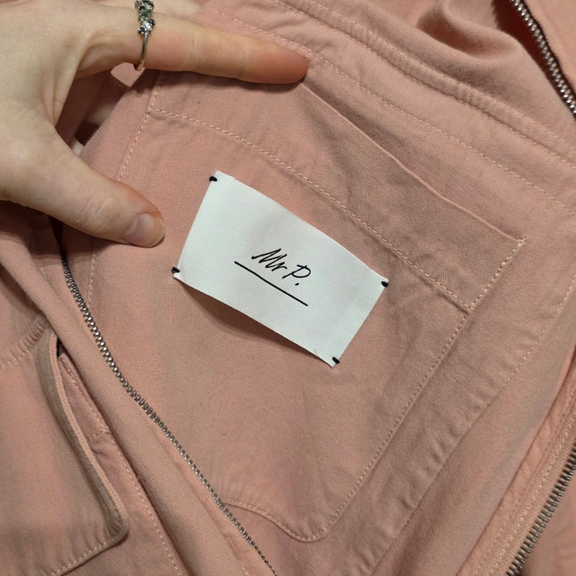 Mr P – Men’s Pink Zip Jacket – Blouson – Size Large – Silk & Cotton
