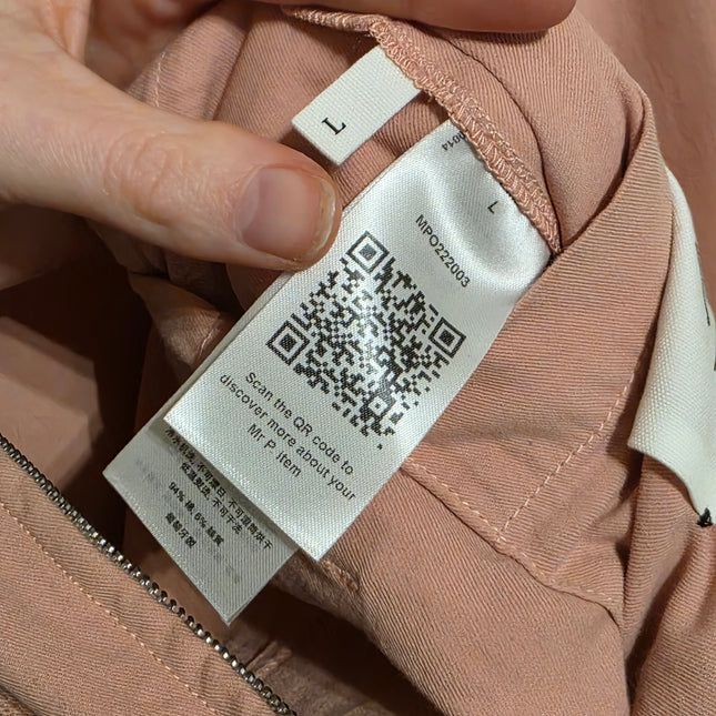 Mr P – Men’s Pink Zip Jacket – Blouson – Size Large – Silk & Cotton