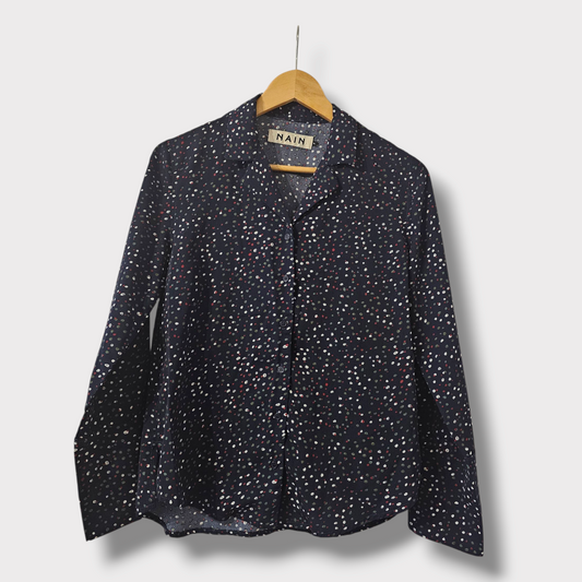 Nain Navy Printed Shirt – Size F (UK 8–10)