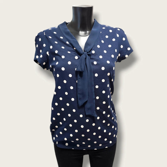 Navy Blue Polka-dot Blouse UK 12