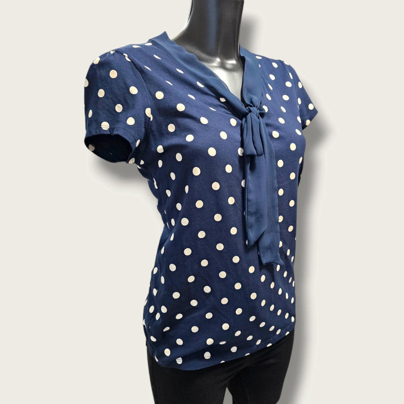 Navy Blue Polka-dot Blouse UK 12