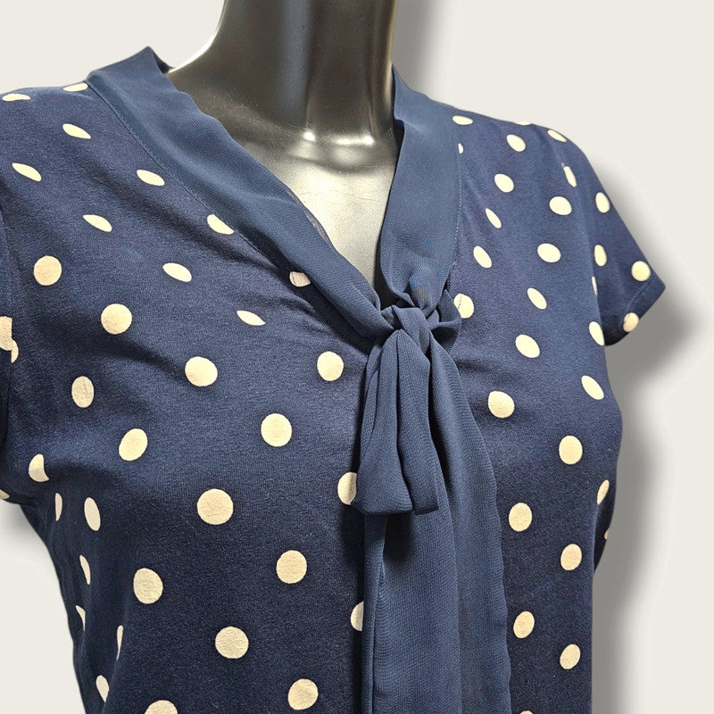 Navy Blue Polka-dot Blouse UK 12