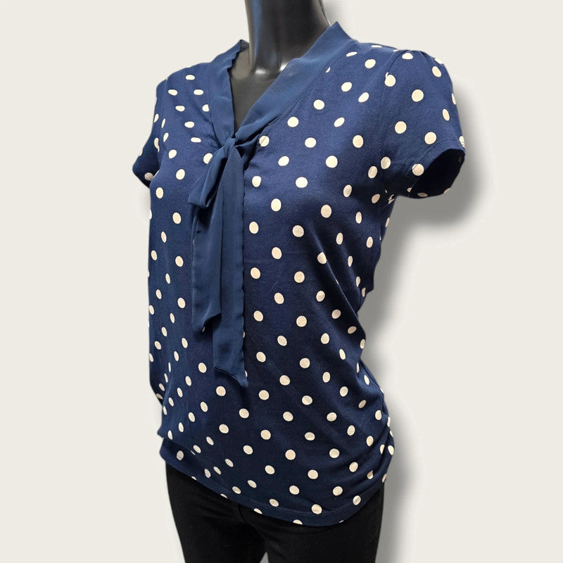 Navy Blue Polka-dot Blouse UK 12