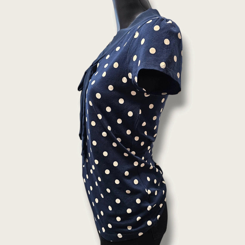 Navy Blue Polka-dot Blouse UK 12