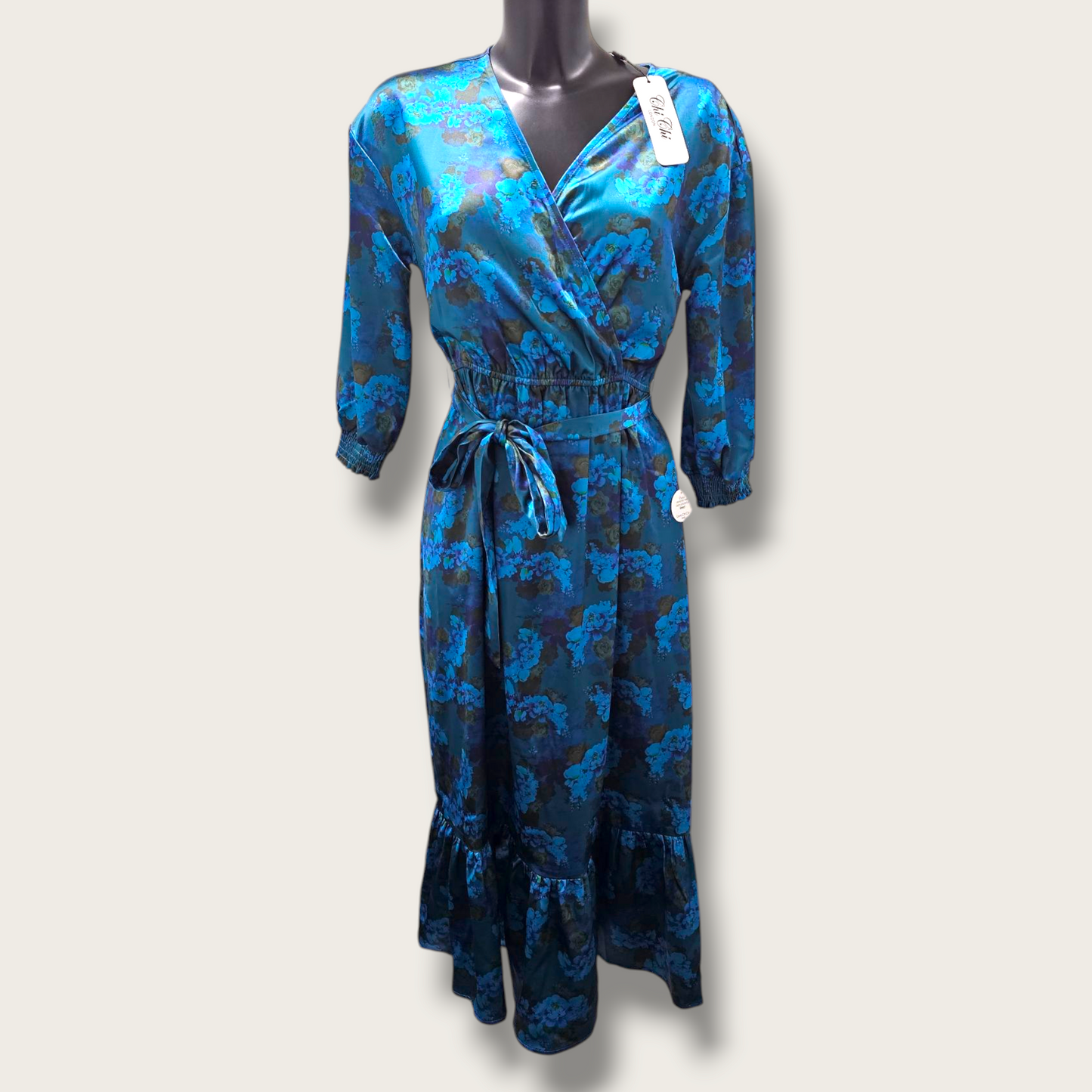 New Blue Floral Chi Chi London Formal Occasional Dress UK 10