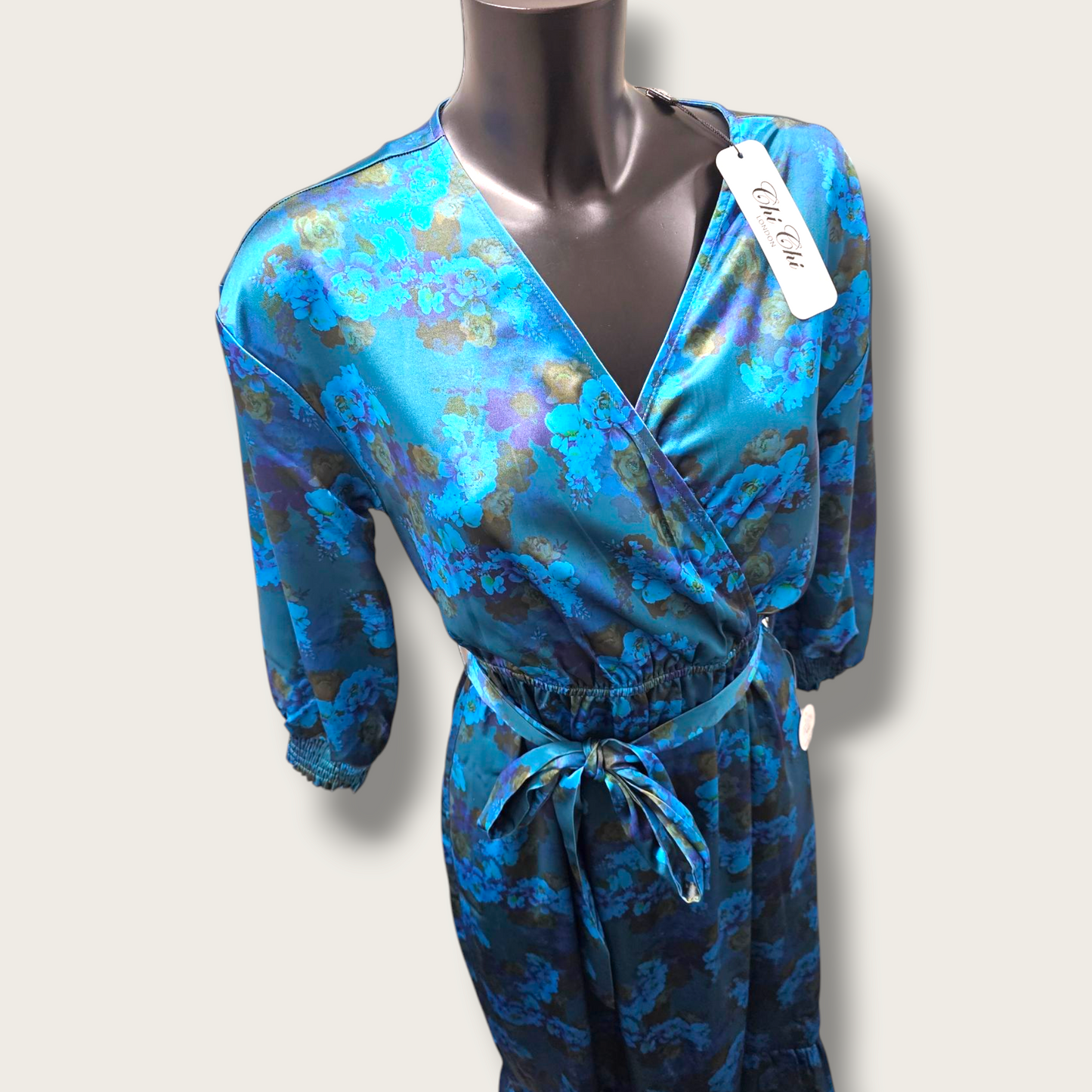 New Blue Floral Chi Chi London Formal Occasional Dress UK 10