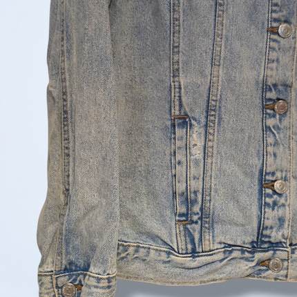 New Look UK 12 Long Sleeved Ripped Denim Jacket Button-up