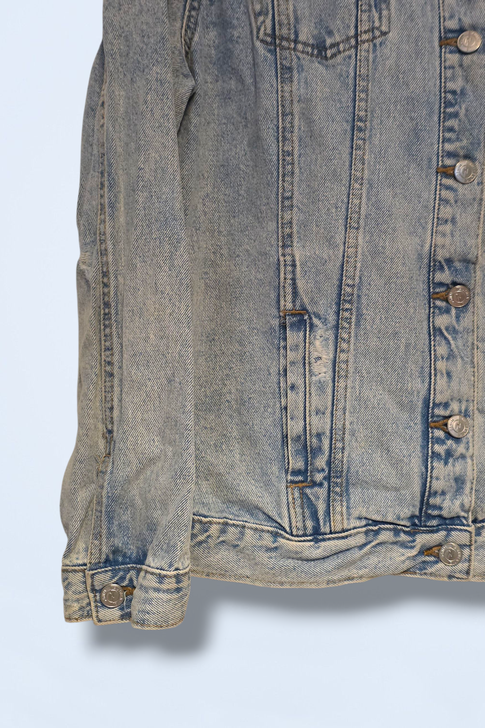 New Look UK 12 Long Sleeved Ripped Denim Jacket Button-up