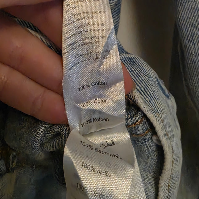 New Look UK 12 Long Sleeved Ripped Denim Jacket Button-up