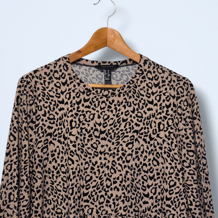 New Look Leopard Print Smock Dress – UK 10 – Long Sleeve