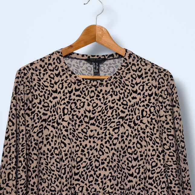 New Look Leopard Print Smock Dress – UK 10 – Long Sleeve