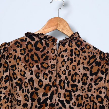 New Look – Size UK 10 – Leopard Print Dress – High-neck