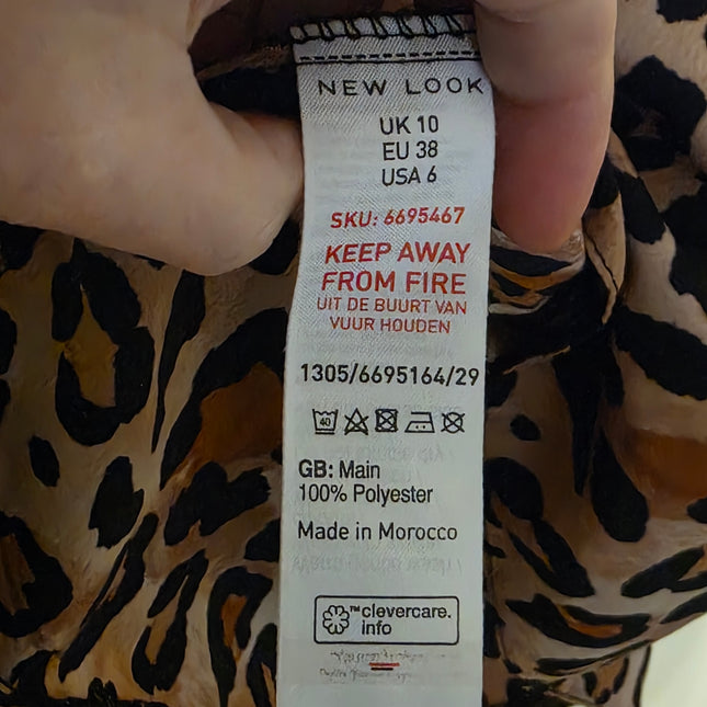 New Look – Size UK 10 – Leopard Print Dress – High-neck