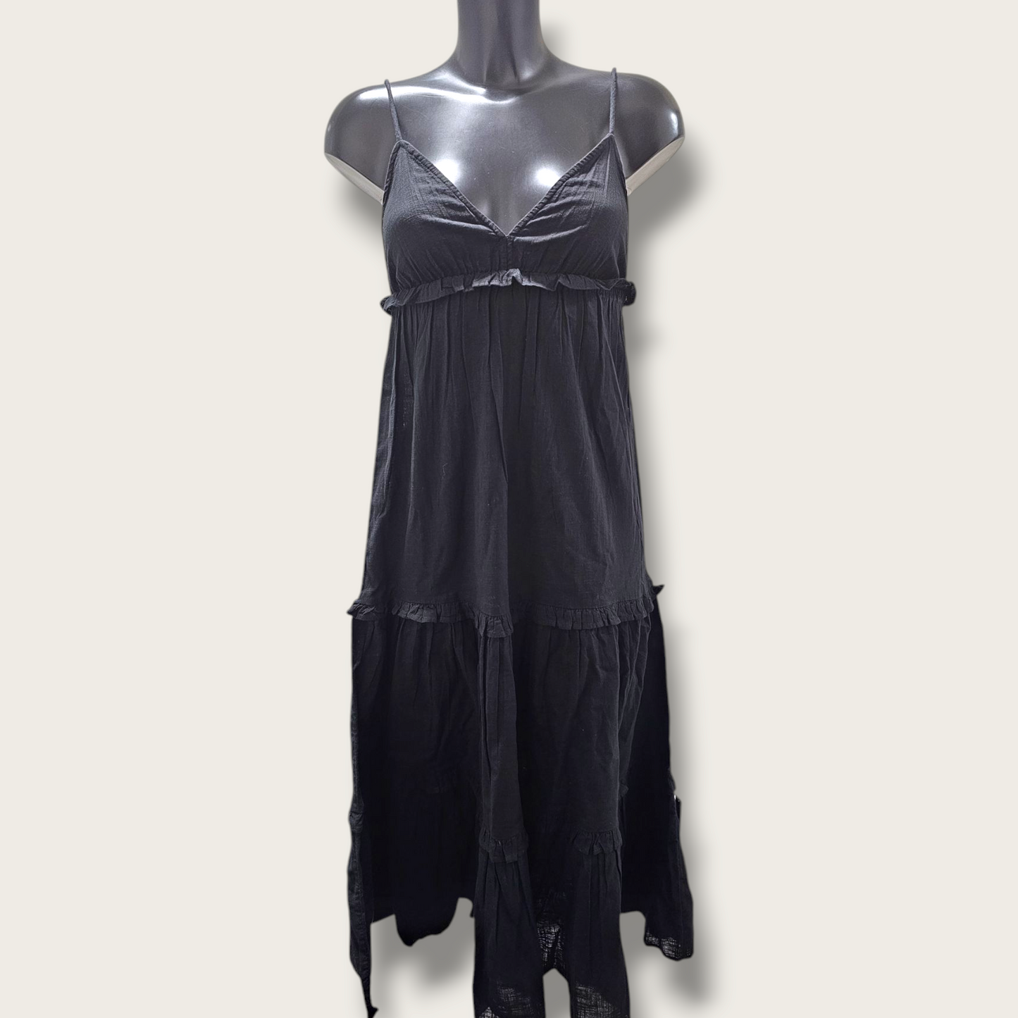 Black New V-Neck Dress Tiered New Look UK 8