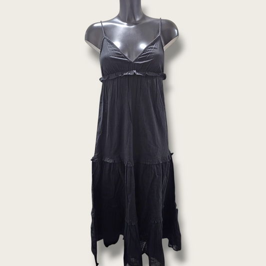 Black New V-Neck Dress Tiered New Look UK 8