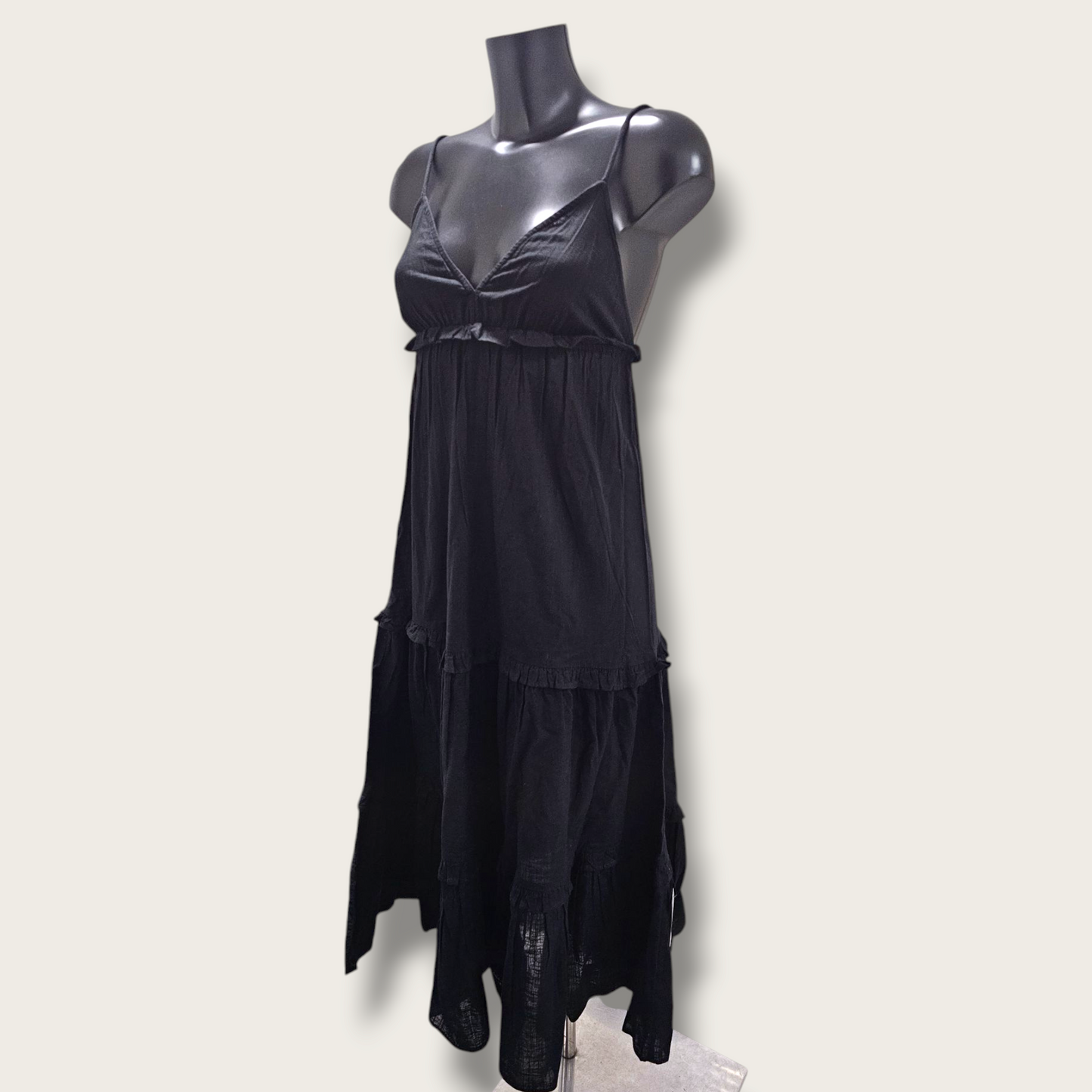 Black New V-Neck Dress Tiered New Look UK 8