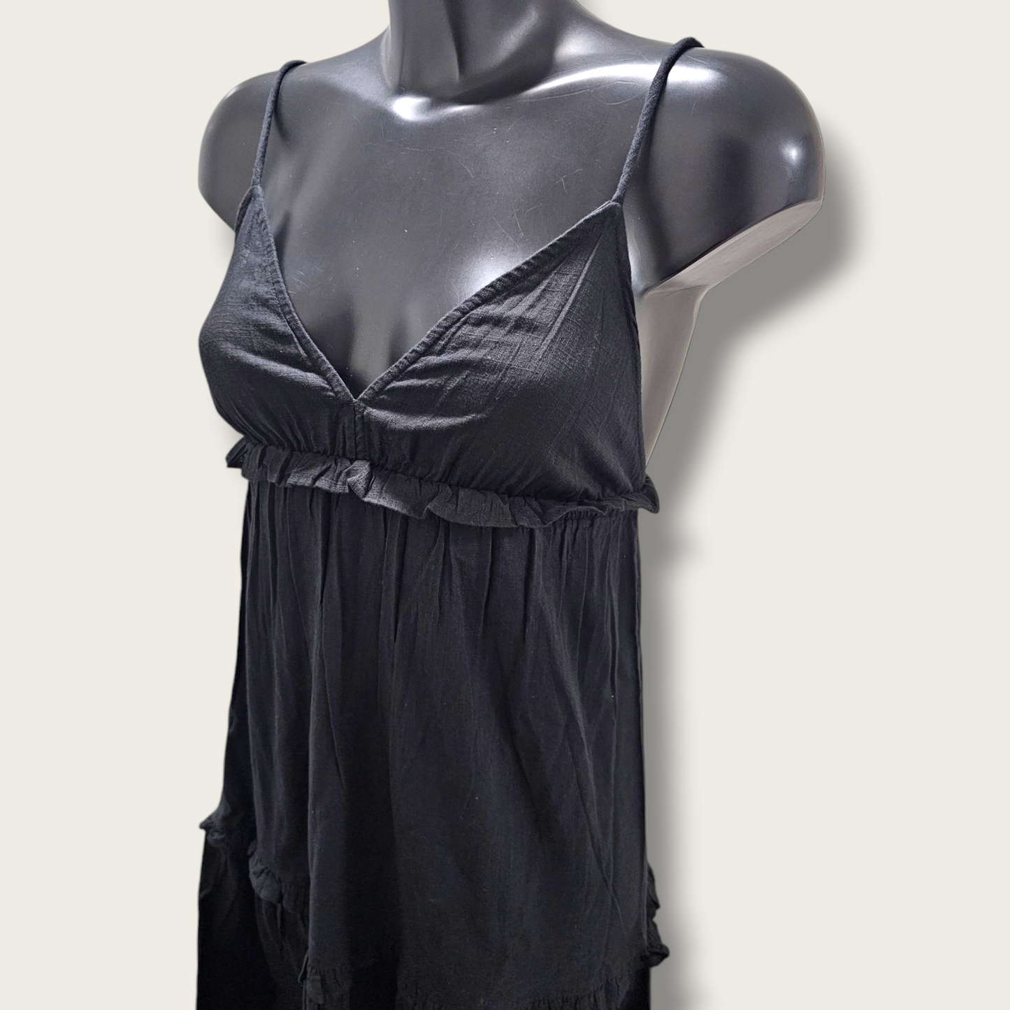 Black New V-Neck Dress Tiered New Look UK 8