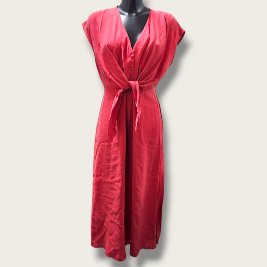 New MNG Red Midi Dress UK 10  Button-up Occasional