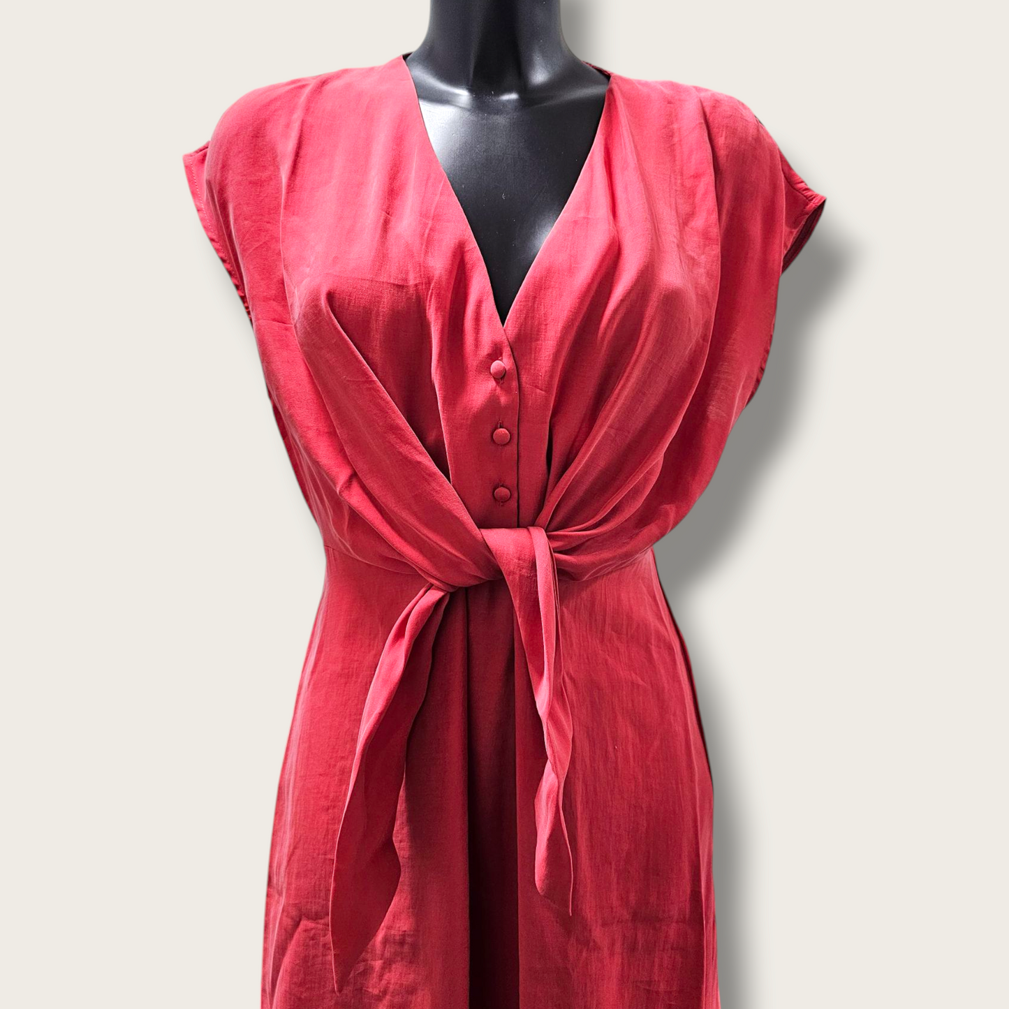 New MNG Red Midi Dress UK 10  Button-up Occasional